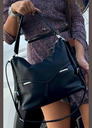 Сумка жіноча з екошкіри чорного кольору