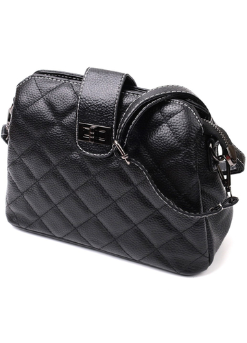 Чудова сумка для стильних жінок із натуральної шкіри 22415 Чорна