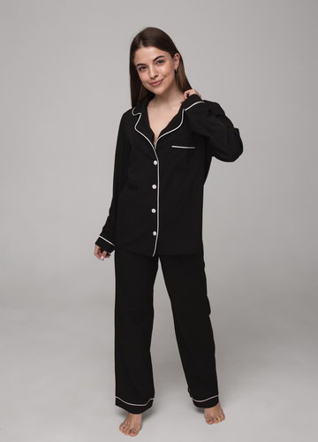 Чорно-біла всесезон піжама (сорочка + штани) сорочка + брюки