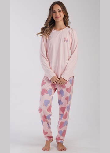 Рожева всесезон піжама жіноча (лонгслів, штани) лонгслив + брюки